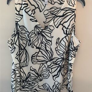 Nine West Black and White Graphic Sleeveless Blouse. #A0002
